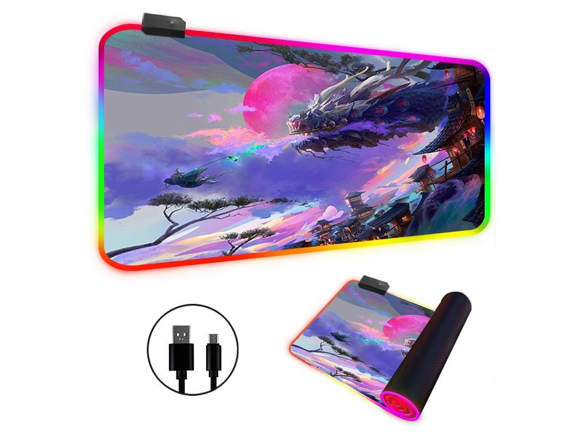 Mousepad Gamer Rgb Com Base De Borracha Antiderrapante Para Uso Pessoal Brilvibera (300 X 800 X 4 Mm)