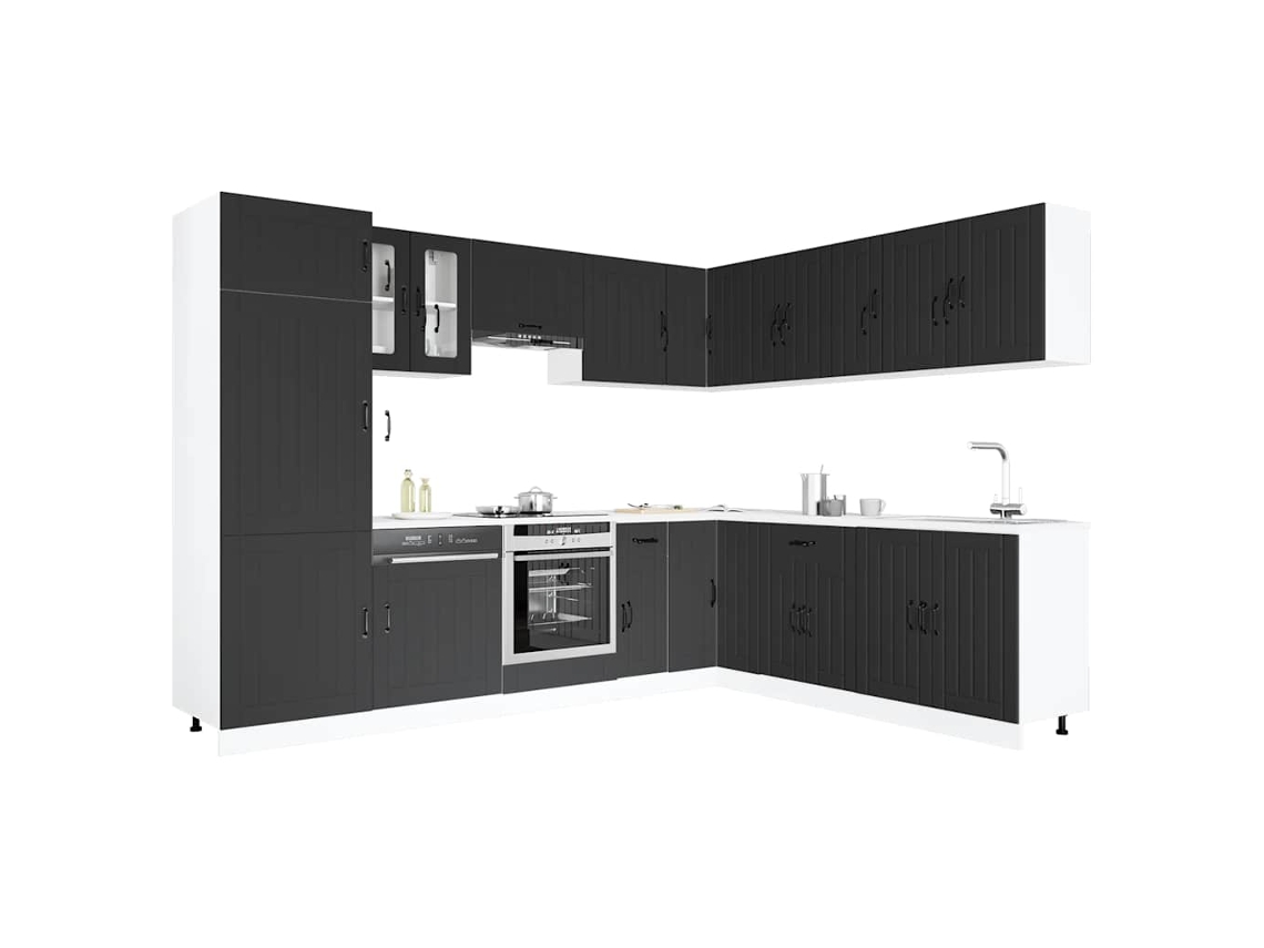 Vidaxl 14 Peças Armário De Cozinha Conjunto Lucca Preto