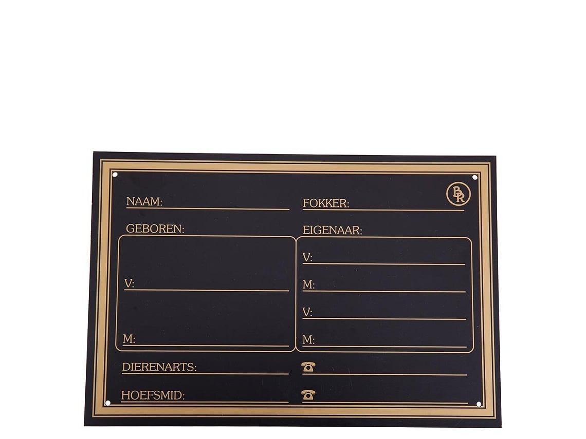 Placa de Boxe Equestre BR EQUITATION 30x20 cm