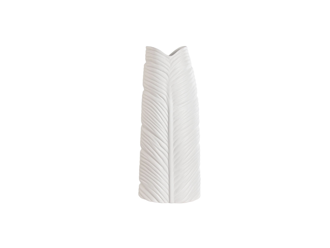 Vaso HOME ESPRIT Branco Grés Tropical Folha de planta 21 x 10 x 50 cm