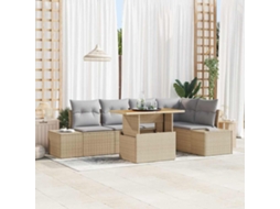 Vidaxl Conjunto De Sofá De Jardim 6 Unid. Bege Rattan Sintético