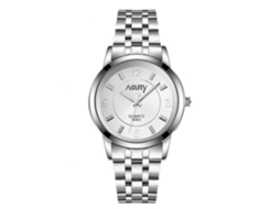 Relógio de pulso feminino Nary à prova d'água com movimento de quartzo e pulseira de aço.
