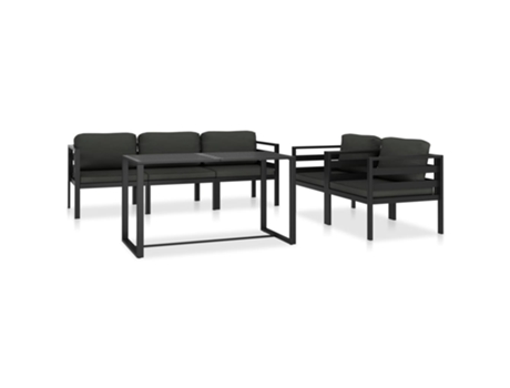 Conjunto de Relax com 6 Peças com Almofadas (64,5 x 70 x 64,5 - Alumínio - Cinzento)