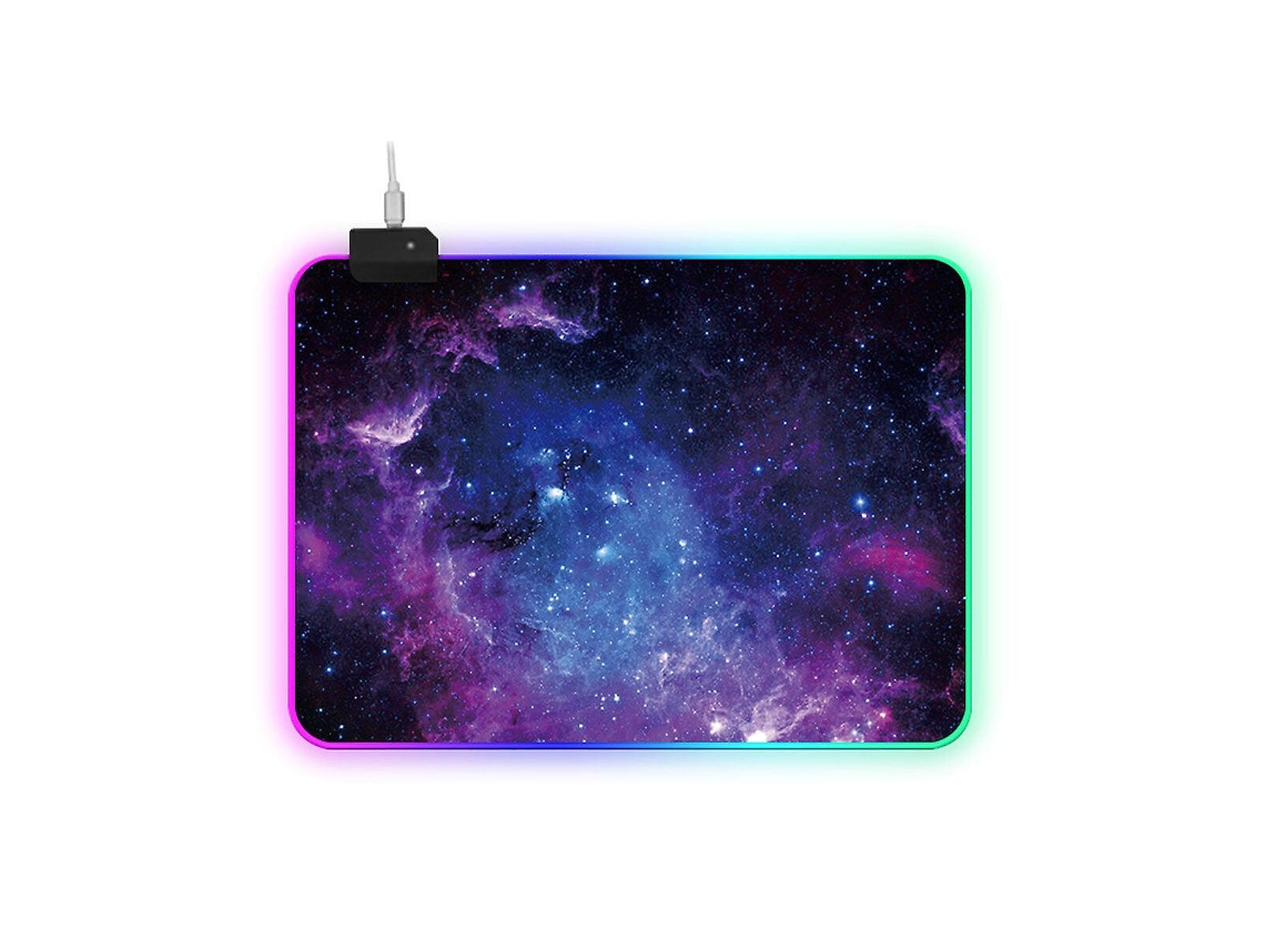 Mousepad Gamer Com Fio Usb, Tapete De Mesa Com Led Rgb, Estampa Nebulosa Cósmica, Antiderrapante E Luminoso Olysi Shop