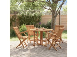 Vidaxl 5 Pcs Conjunto Jantar Dobrável P/ Exterior Madeira Teca Maciça