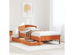 Vidaxl Cama Sem Colchão 90x200 Cm Pinho Maciço Castanho-mel