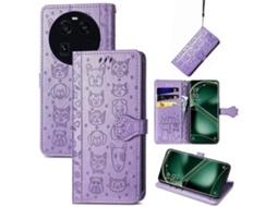 Capa De Couro Com Estampa De Gato E Cachorro Para Oppo Find X6
