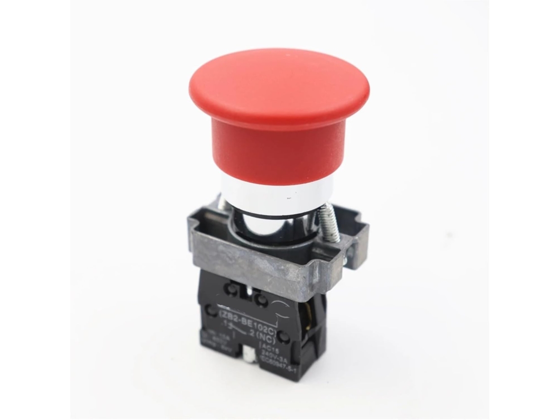 1-interruptor De Botão Pressão Metálico Vermelho Com Reinicialização Automática