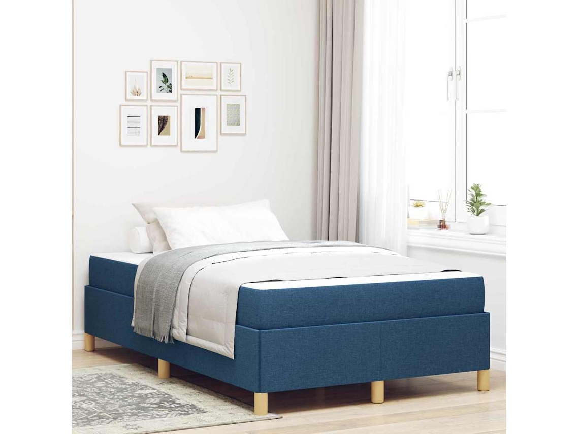 Vidaxl Estrutura da Cama com Colchão Azul 120 X 190 Cm Tecido