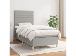 Cama Com Molas/colchão 80x200 Cm Tecido Cinza-claro