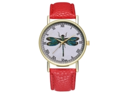 Reloj De Pulsera De Cuero Pu Con Números Romanos Y Patrón Animal Moda (rojo)