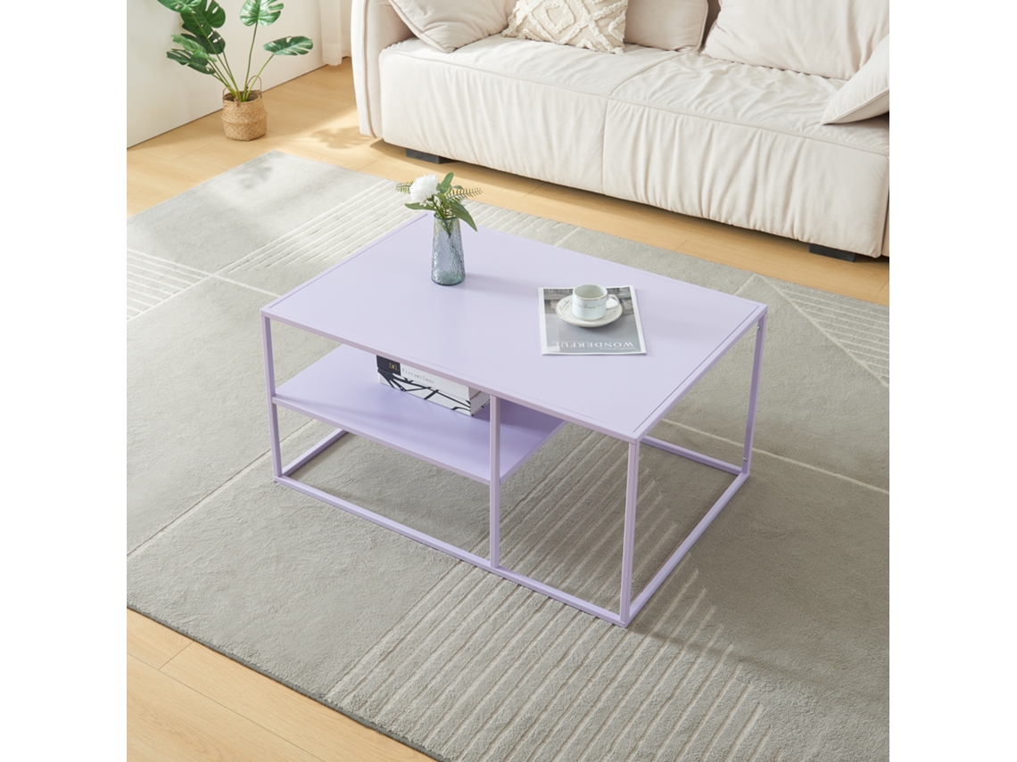 Mesa de Centro Solund Retangular em Aço 45X90X60 Cm Violeta [EN.CASA]