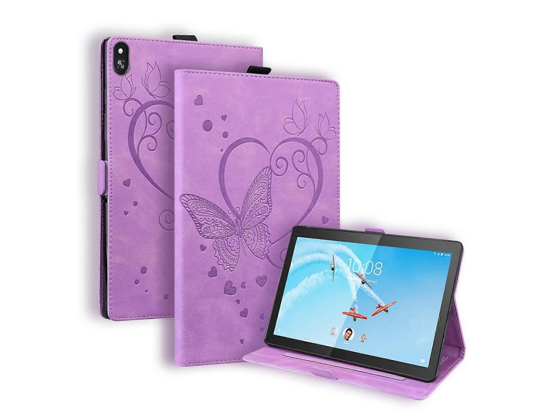 Capa De Couro Com Aba Horizontal E Estampa De Borboletas Para Lenovo Tab M10 De 10,1 Polegadas Com Suporte.