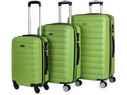 Conjunto 3 Malas de Viagem ITACA Rígida e Extensivel Verde (55x38x20 cm/ 65x42x26-29 cm/75x49x30-34 cm - 35/70/100 L)