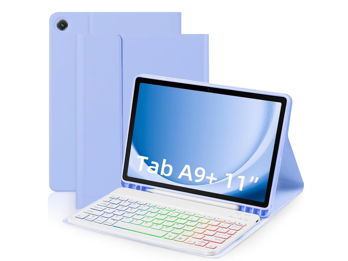 Teclado Retroiluminado Em Tons De Lavanda, Roxo E Branco, Para Samsung S7/s8/s9/s9 Fe/s10 Fe/s10 Lite De 10,9 A 11 Polegadas. Yunzii