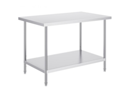 Mesa De Trabalho Em Aço Inoxidável 762x1219mm Com Prateleiras Ajustáveis Tekmaquinas