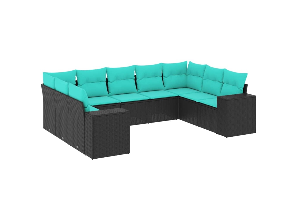 Conjunto de Sofá de Jardim, 5 Peças, Almofadas, Rattan Preto MAISON EXCLUSIVE