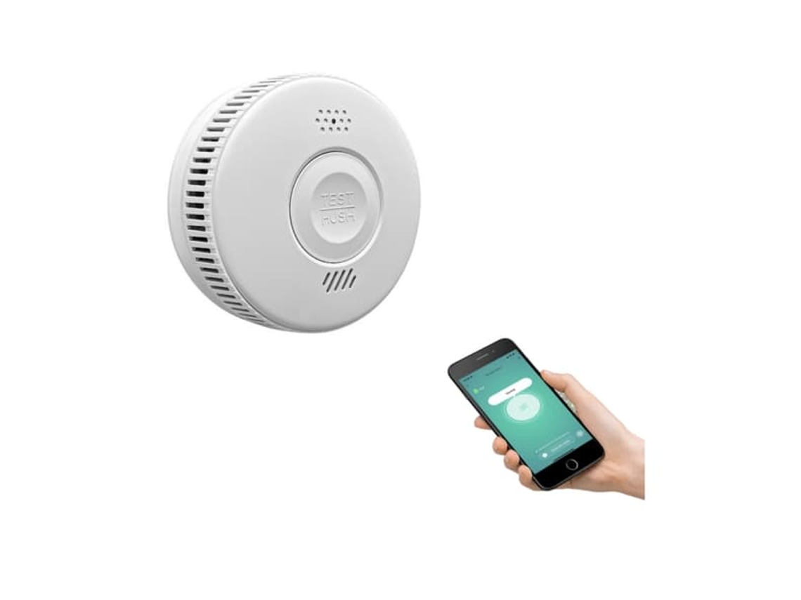 Detector De Fumaça Wi, Fi, Alarme De Incêndio Com Bateria De 3 Anos E Indicador Led, Branco