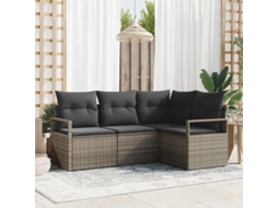 Vidaxl Conjunto De Sofás 4 Unid. Cinzeto Vime Pe