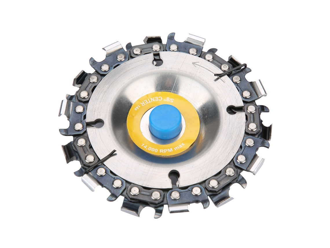 Disco de corrente de 4" com 14 dentes para esmerilhadeira angular de 100/115 mm para trabalhos em madeira.