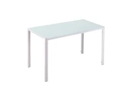 Mesa retangular BTFORUS para 4 pessoas em metal e vidro temperado 120x60x75 cm branco