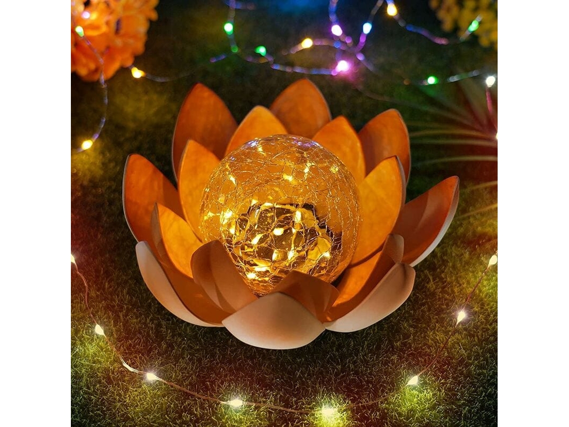 Luz Solar Jardim Em Forma De Lótus - Exterior - Efeito De Luz De Vidro Quebrado
