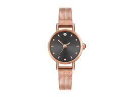 Relógio de Pulso Casual Simples com Pulseira de Malha Movimento de Quartzo Preto