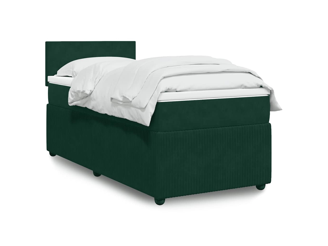 Vidaxl Cama com Molas/colchão 90x190 Cm Veludo Verde escuro