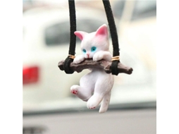 Enfeite criativo de gatinho para pendurar no retrovisor do carro, fofo e simples.