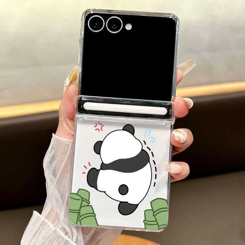 Capa Magnética Transparente Para Galaxy Z Flip5 Com Estampa De Panda.