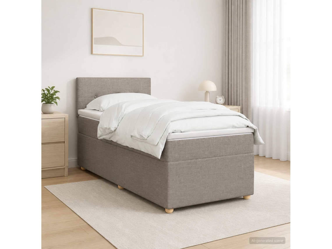 Vidaxl Cama Box Spring Com Colchão Cinzento-acastanhado 90 X 190 Cm