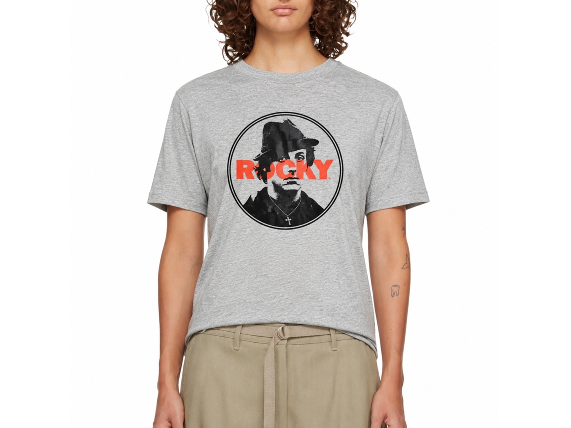 Rockinstone Rocky Movie Stamped Heather Gray Adult T-shirt Size:m