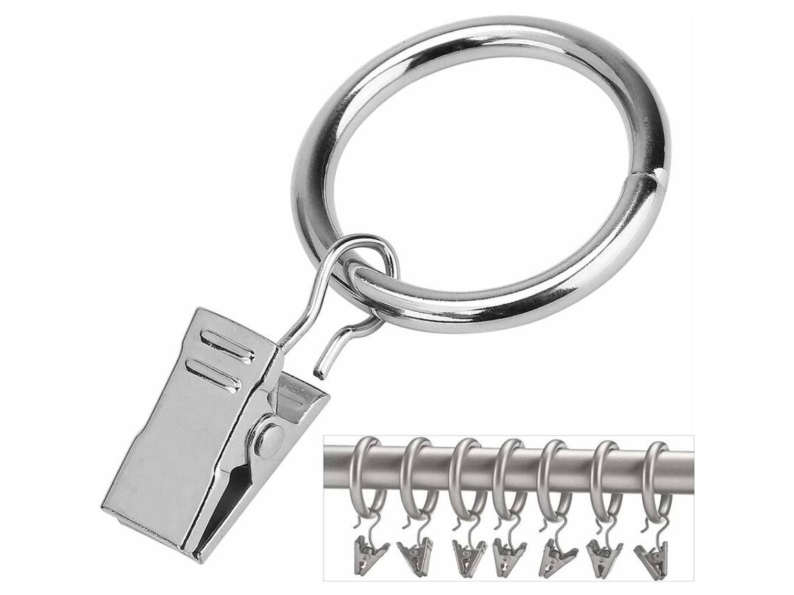 Argolas Para Cortina Com Presilhas(25mm)(pacote Com 16), Aço Inoxidável