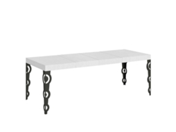 Mesa Extensível Karamay Premium 200/460x90 Cm, Pernas Em Madeira De Freixo Branco E Antracite Itamoby