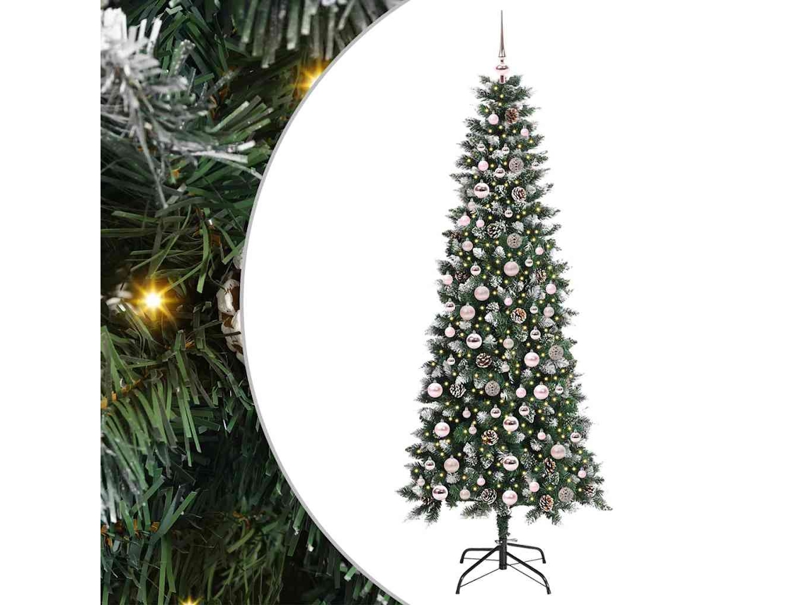 Árvore De Natal Artificial Pré Iluminada Vidaxl Verde Pvc (86 X 86 X 210 Cm)