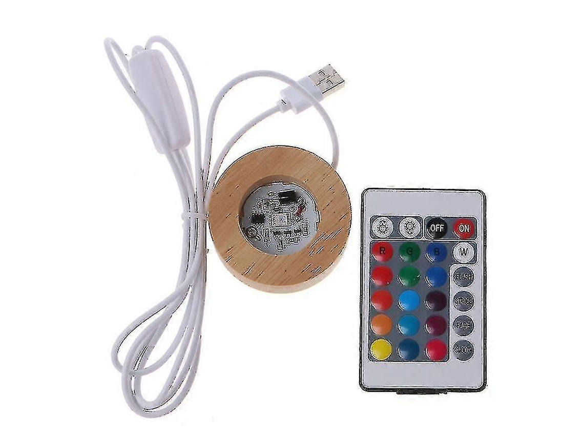 Resin Display Wood Led 7 Colors Rgb Adjustable Light Base With Remote Control6cm