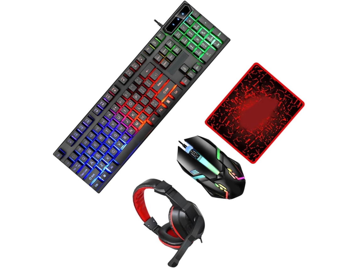 Teclado, mouse e mousepad retroiluminados GOKOCO compatíveis com PC e laptop