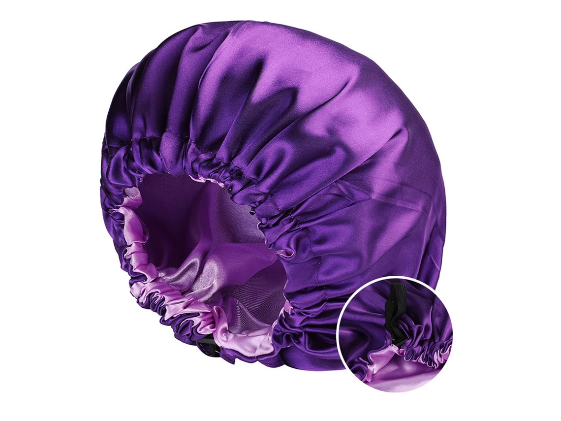 Touca De Cetim Para Dormir E Cuidar Do Cabelo, Dupla Camada Ajustável Eifson (roxo, Rosa Roxo)