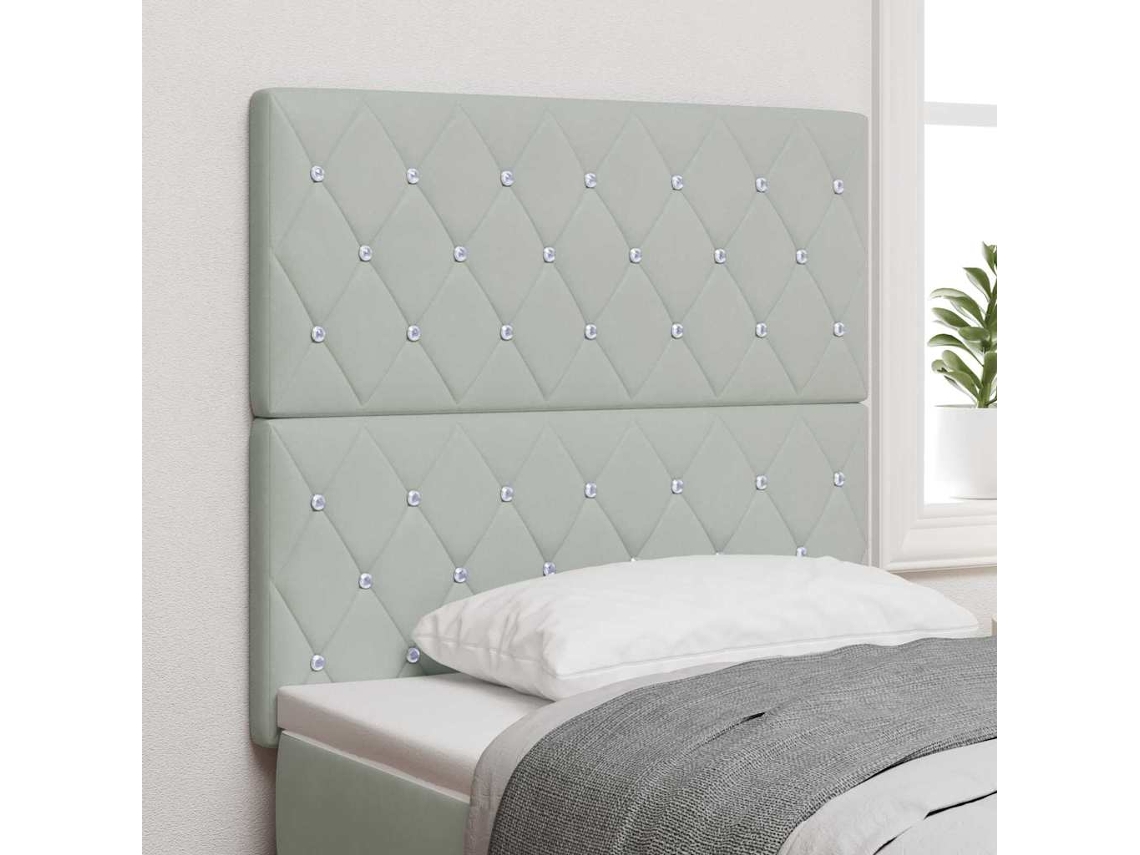Vidaxl Cabeceira Led Com Fitas Led Manual Cinzento-claro 100 Cm Veludo