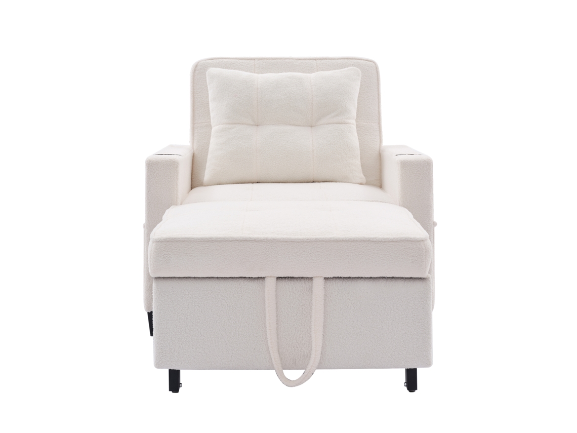 Sofá Cama 3 Em 1 Expandível Com Porta-copos E Conexão Usb, Ideal Para Espaços Pequenos Como Poltrona E Cama