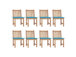 Vidaxl Cadeiras De Jardim 8 Pcs C/ Almofadões Madeira De Teca Maciça
