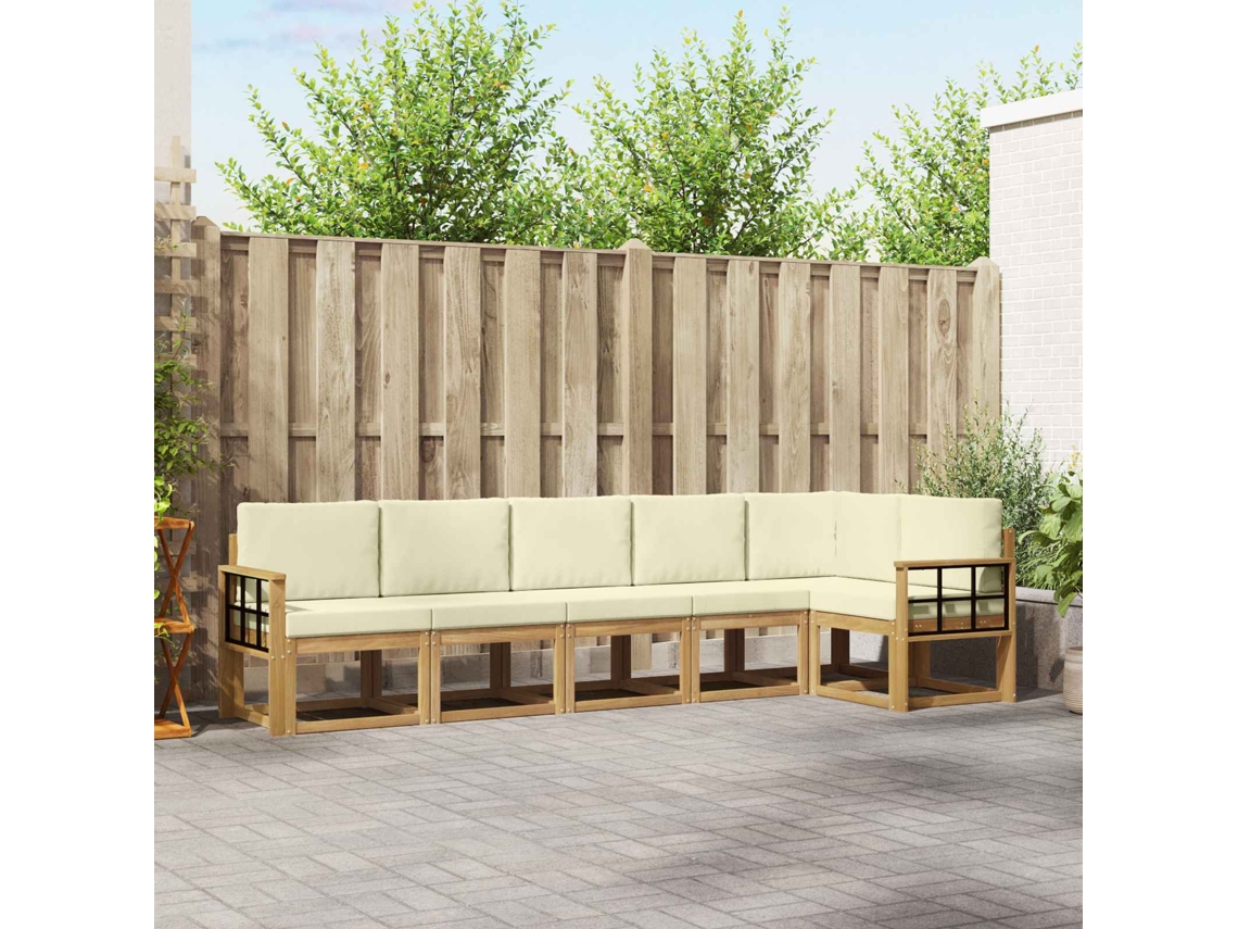 Vidaxl Conjunto De Sofás Para Exterior 6 Unid. Branco E Creme
