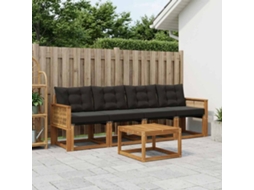 Vidaxl Conjunto De Sofás Para Exterior 5 Unid. Natural E Preto