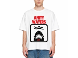 Rockinstone Jaws Movie Amity Waters White Adult T-shirt Size:m