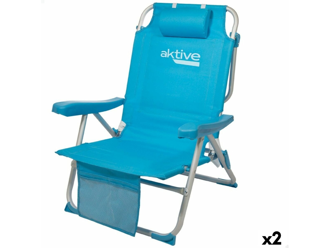 Cadeira Dobrável com Apoio para a Cabeça Aktive 49 X 80 X 58 Cm Azul 2 Unidades
