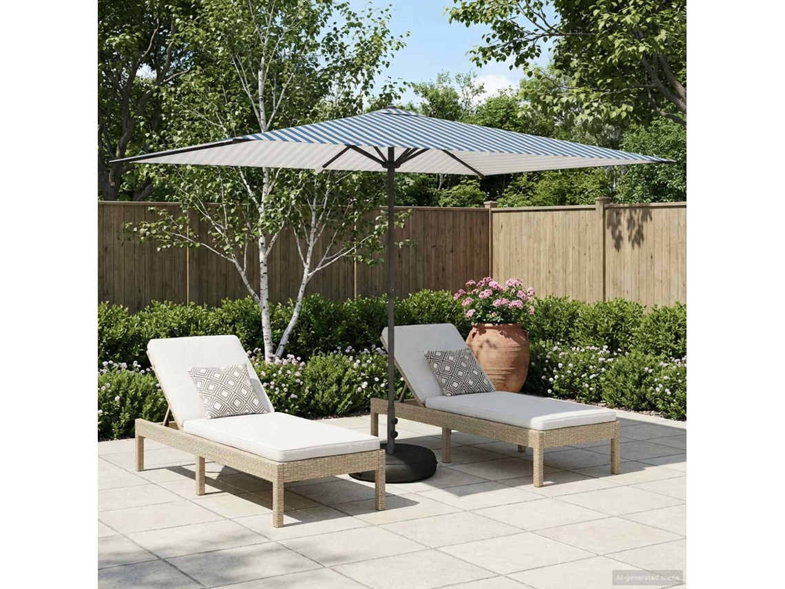 Vidaxl Parasol De Jardim Com Base 200 X 300 Cm Poliéster Retangular