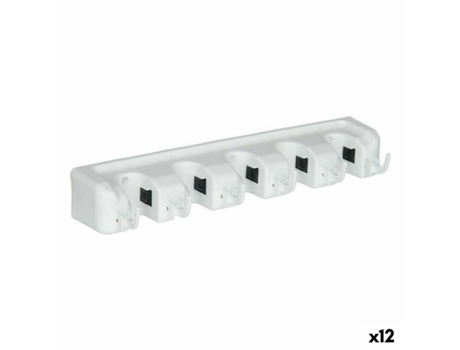 Suporte Utensílios de limpeza Branco Borracha natural Polipropileno 4,3 x 8,5 x 6 cm (12 Unidades)