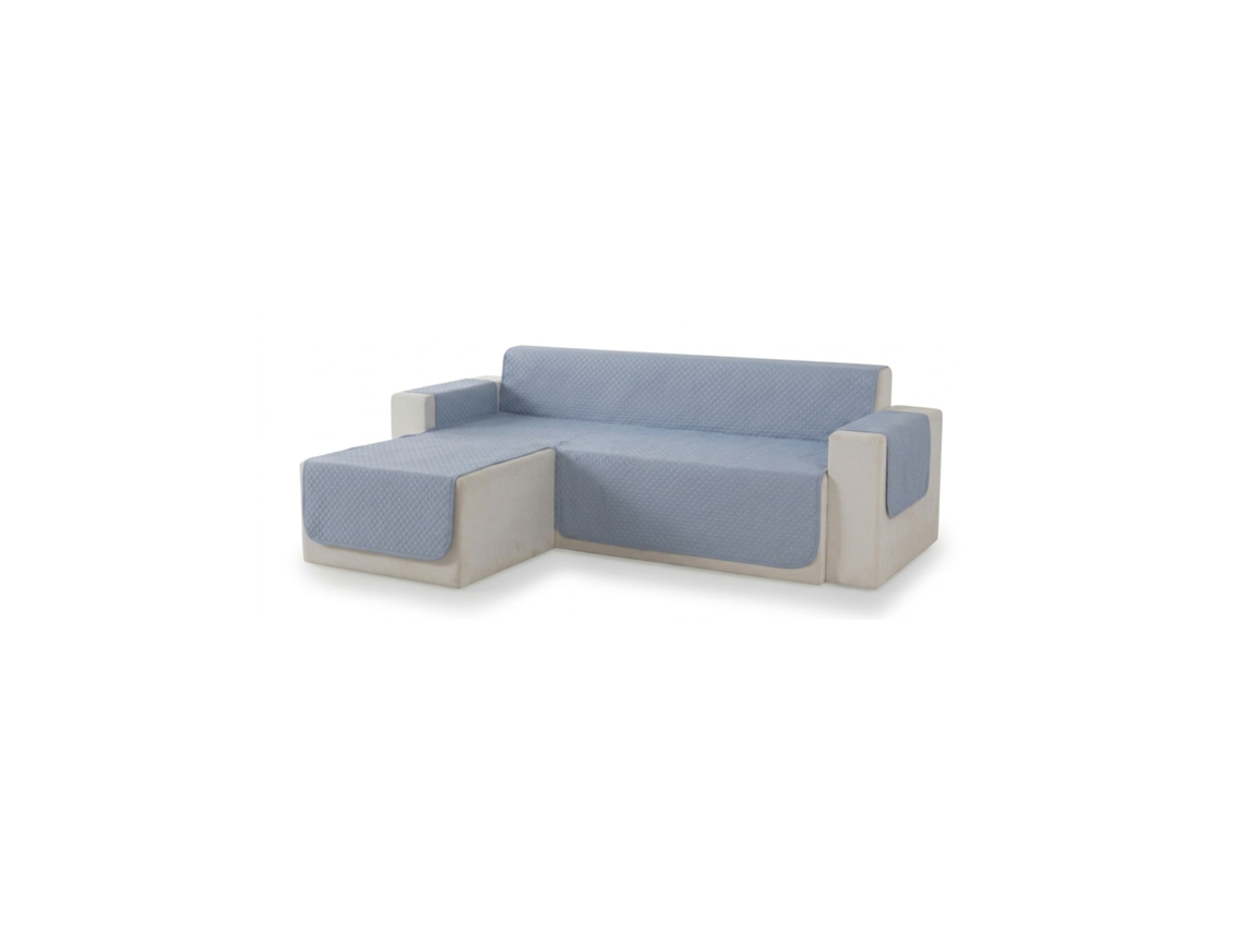 Capa De Sofá Acolchoada Chaise Esquerda 240, Azul Celeste
