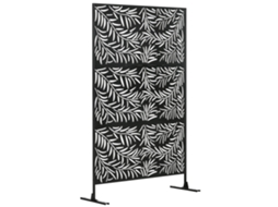 Biombo de Exterior Aço Cor Preto 122x45x198 cm Outsunny