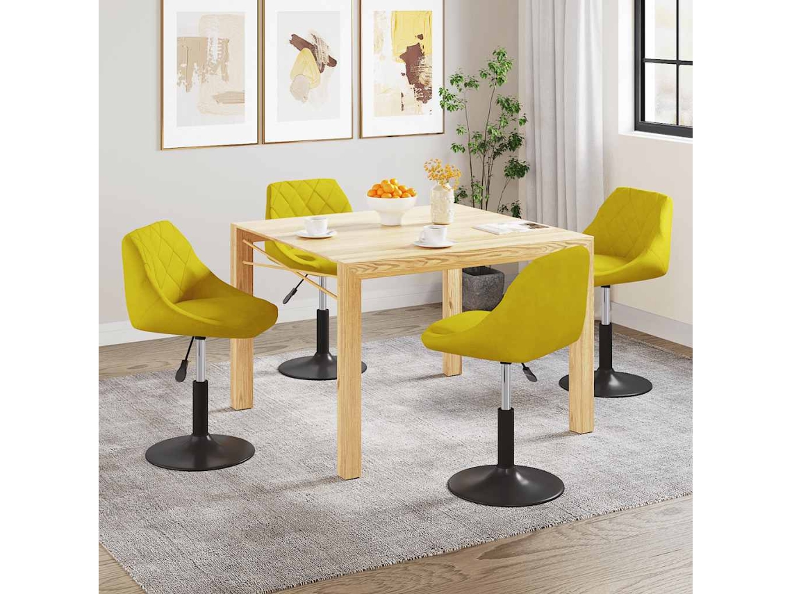 Vidaxl Cadeiras De Jantar Giratórias 4 Pcs Veludo Amarelo Mostarda